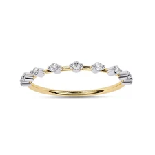 1/10 Ctw Lab Grown Diamond 9 Stone Half Eternity Band Ring 14K Or 18K Gold
