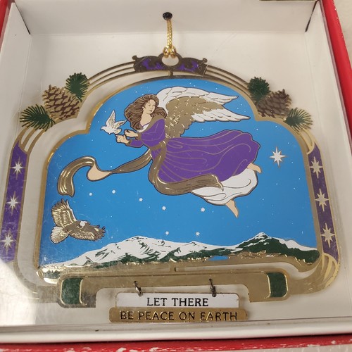 Peace On Earth Engel 24k Gold über Messing Christbaumschmuck schöne Bemalung