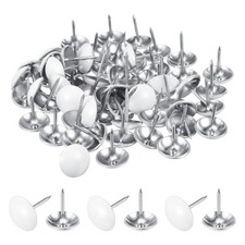 60Pcs Upholstery Tacks, 16 x 20mm Round Cap Black Thumb Tacks, White