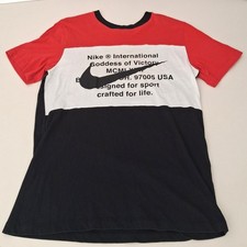 Nike Goddess of Victory Swoosh Colorblock T-Shirt Men's Size M Red White Black