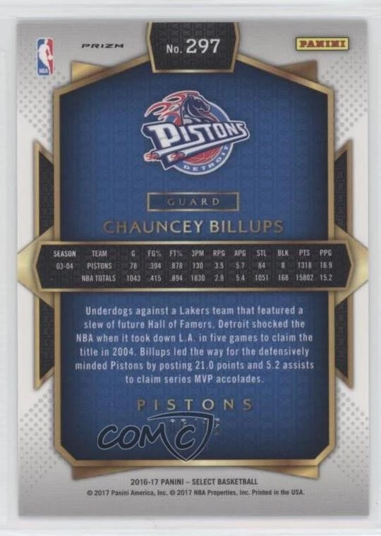 2016-17 Select Courtside National Convention Pink Prizm /15 Chauncey Billups HOF - Image 2 of 2