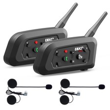 V6 Motorcycle Bluetooth Headset, 2 Riders Motorcycle Intercom Helmet Communic...