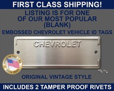 Chevrolet Chevy Serial Number Door Data Id Tag Plate Blank Usa