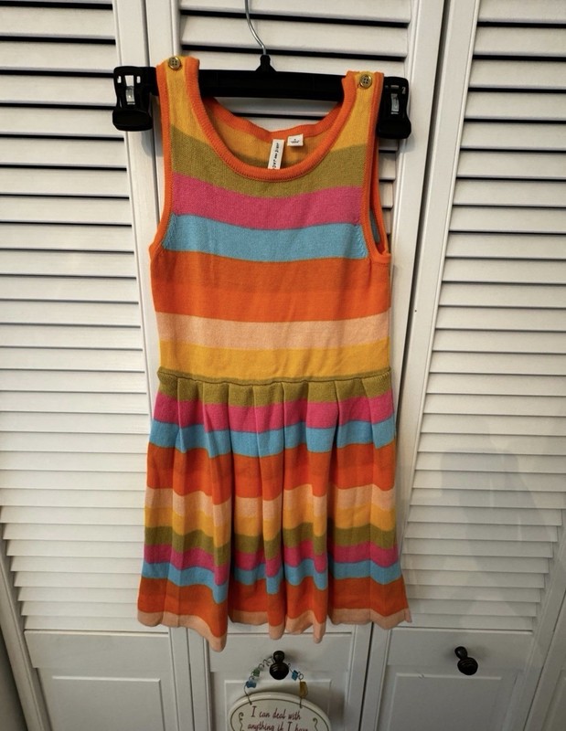 Janie and Jack Orange Rainbow Sleeveless Sweater Dress: Size 6
