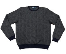 Vintage 90  s Polo Ralph Lauren Sweater Alpaca Wool Knitted Blue Plaid Men  s M