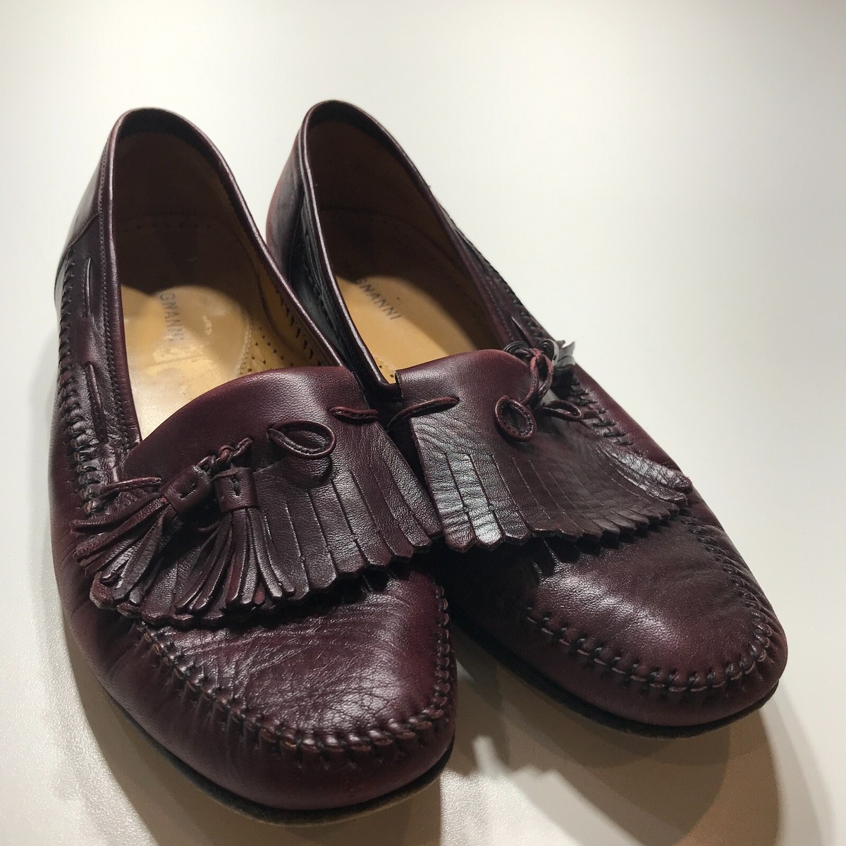 Magnanni Loafers Mens Size US 10 M Burgundy Leather Kiltie 