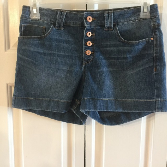 L.E.I. Women's Tatum High Rise Button Fly Denim Stretchy Shorts Size 9 Reg. EUC | eBay