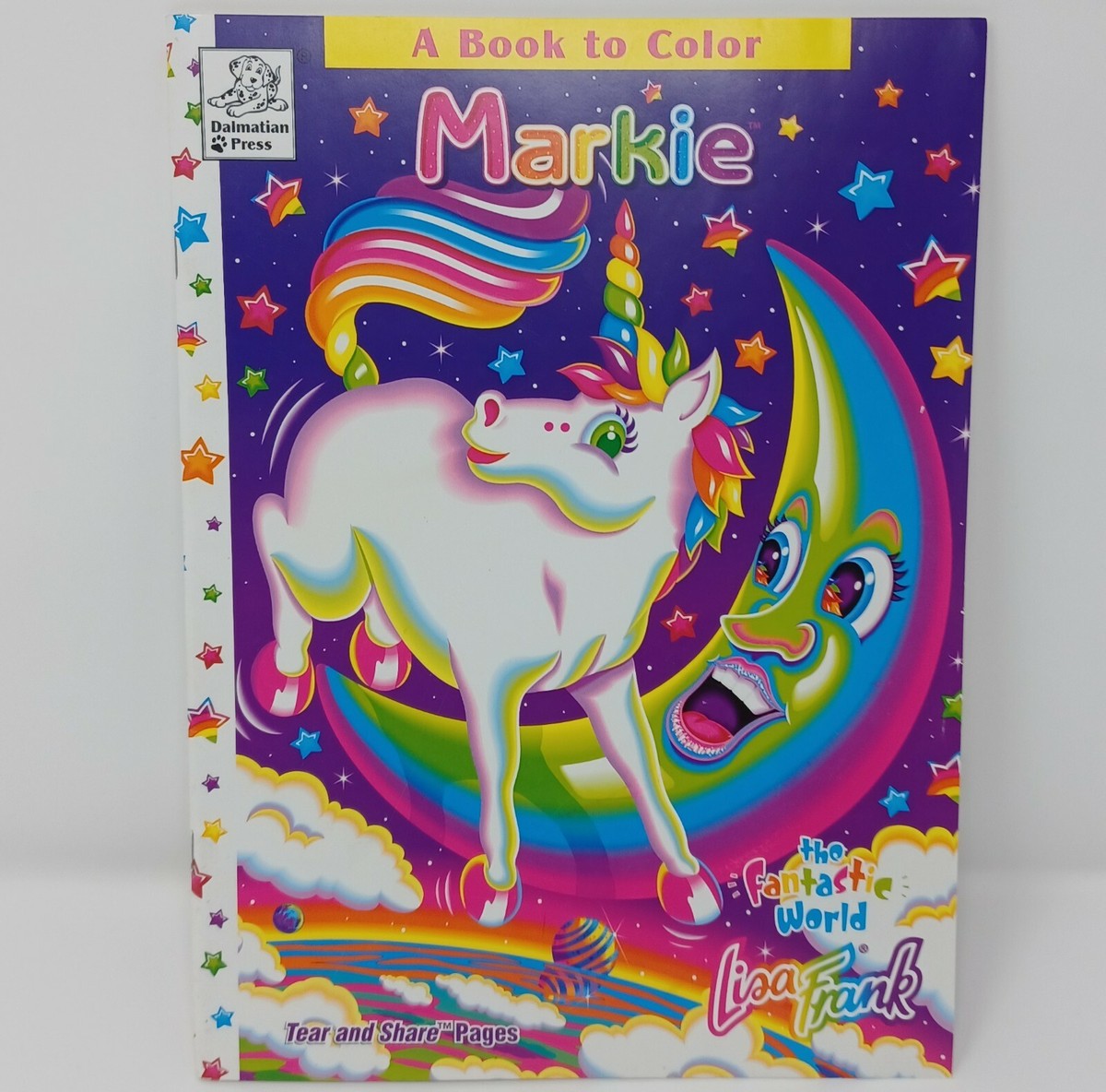 VTG Lisa Frank Coloring Book Markie Unicorn Jumping Over The