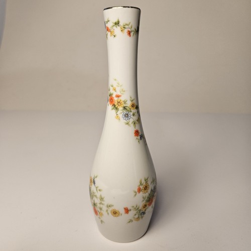 Vintage Lefton Bud Vase Japan Orange Blue Flower 7"
