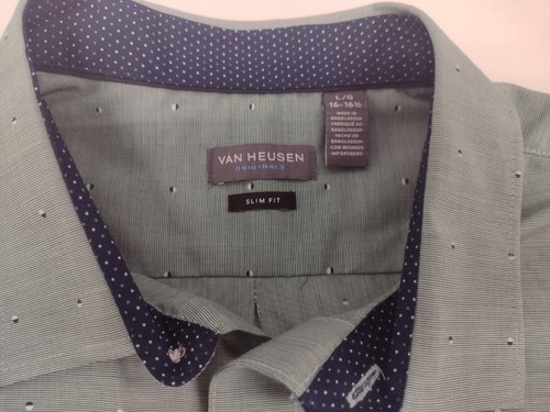 NEW Van Heusen Button Down Slim Fit Wrinkle Free Shirt Size L 16 / 16.5 #1117 - Picture 3 of 8