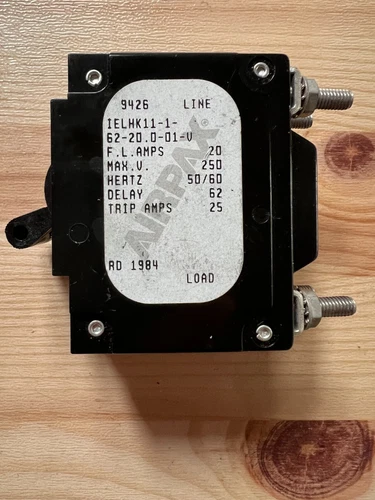 AIRPAX IELHK11-1-62-20.0-01-V 20A Magnetic(Hydraulic Delay) CIRCUIT BREAKER