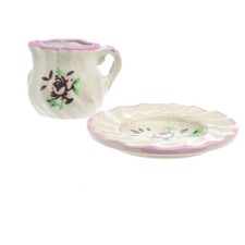 6 sets of Dollhouse Miniature 1:12 Vintage Floral Cream Pitchers and Saucers