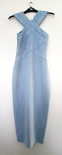 Missguided Suede Effect Calf Length Evening/Occasion Dress in Blue Design Size 8