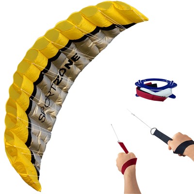 Yellow Dual Line Parafoil Kite WithFlying Tools Power Sailing Kitesurf Rainbow