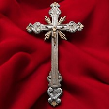 GRANDE ANTICO CROCIFISSO CROCE CRISTO IN LEGNO 1700 XVIII sec