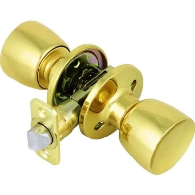 24 Pack Shield Security Tulip Bright Brass Passage Closet Door Knob Non Lock Bed