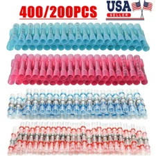 400/200Pcs Heat Shrink Solder Seal Butt Wire Splice Connectors Crimp Terminals