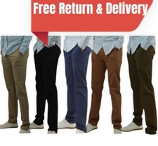 Mens Chino Trousers Slim Fit Stretch Casual Jeans Cotton Pant Waist Size 30 - 40