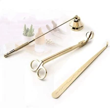 3Pcs REAL Gold Electroplated Candle Snuffer Wick Trimmer Dipper Extinguisher set