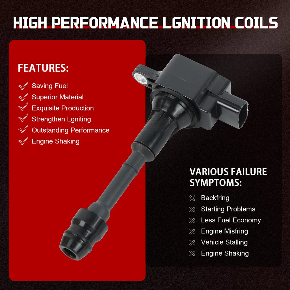 4 bobinas de encendido + bujías de iridio para Nissan X-Trail 2005-2006 2,5 L L L4 UF350 Foto 3 de 4