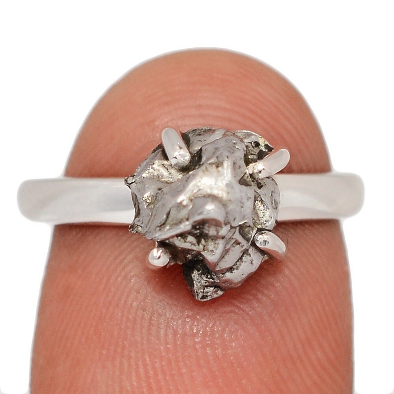 Natural Meteorite Campo Del Cielo - Argentina 925 Silver Ring s.6.5 CR69002