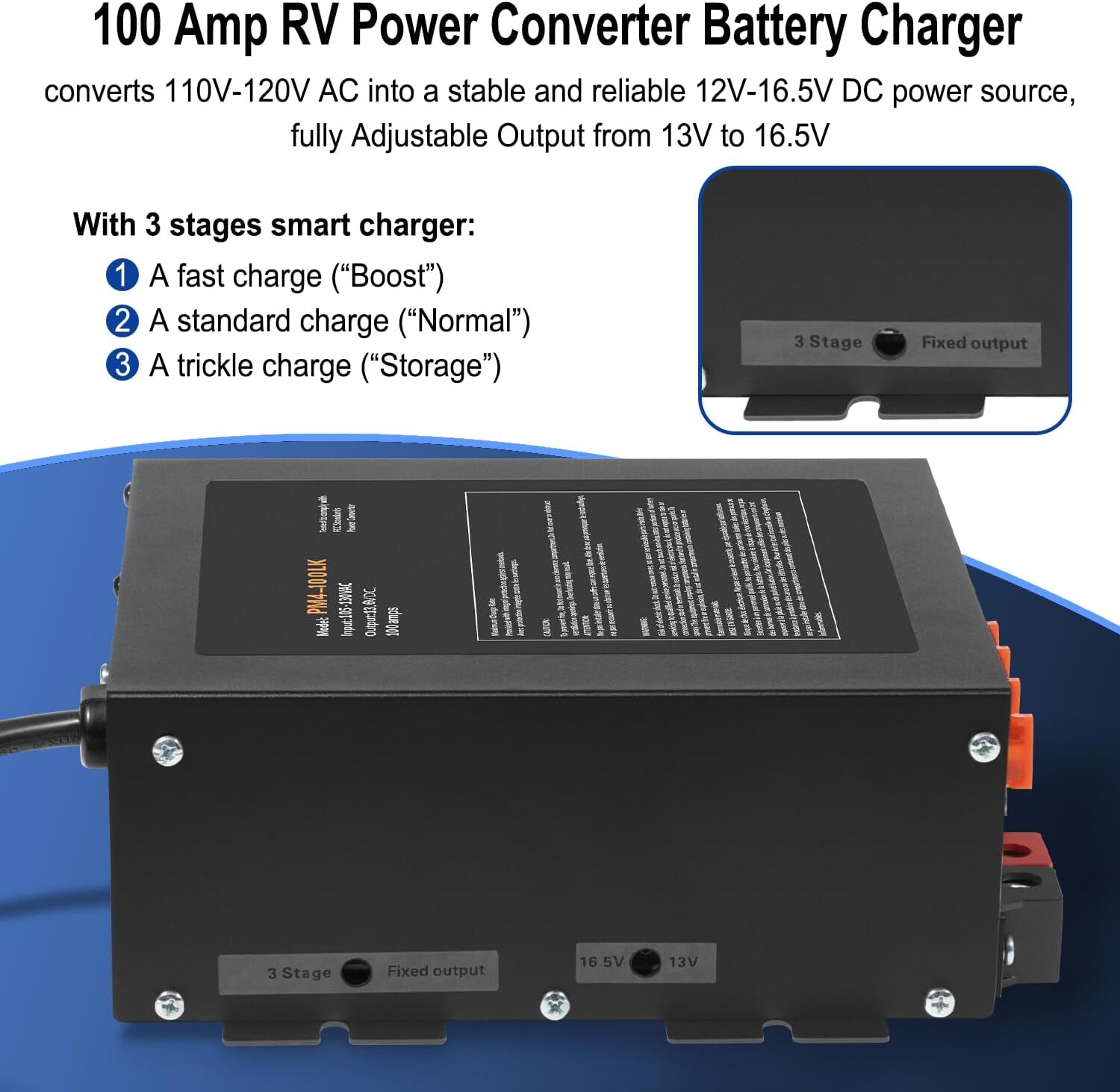 100 Amp RV Power Converter 110V AC to 12V DC, 100A RV Power Converter ...