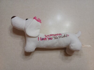 Dan Dee Plush Weiner Dog Grandma I Love You This Much 13'' White Pink Bows