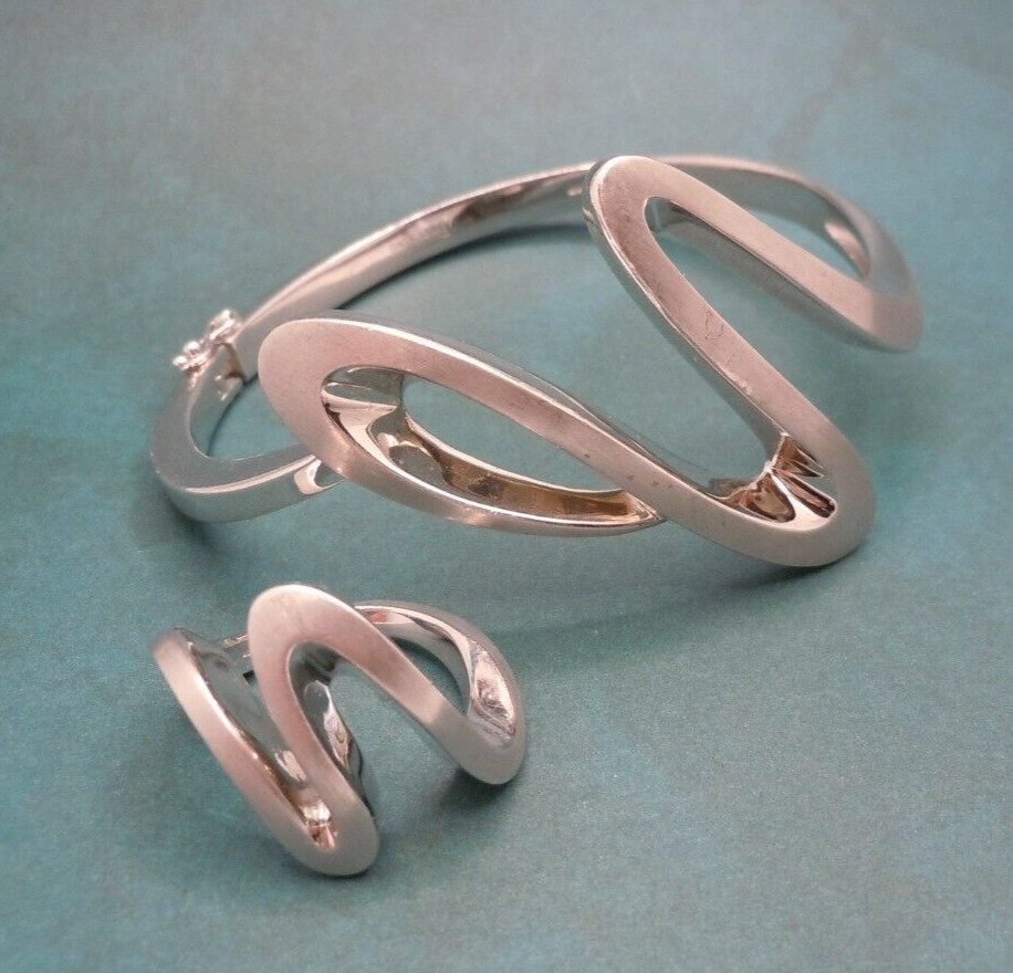 Sterling Silver BREUNING Hinged Bangle Bracelet &… - image 1