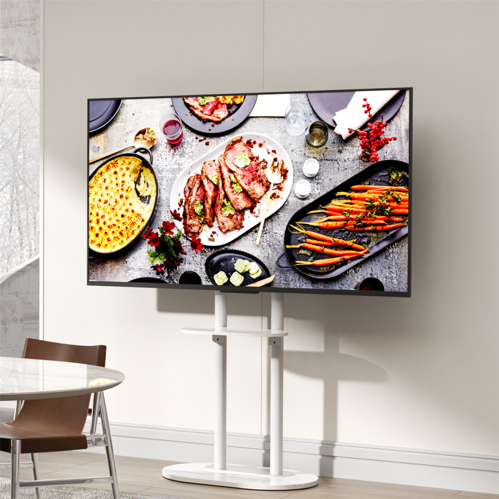 Floor TV Stand Marble Base with Mount for 40-75Inch Large LCD/LED TVs Adjustable