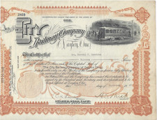 Original 1940 City Railway Co Stock Certificate Dayton Ohio Single Truck Trolley