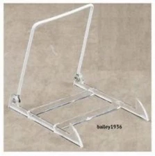 Clear Acrylic Adjustable Display Stand LARGE SZ Plate Bowl Tile Book MADE IN USA
