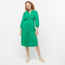 NWT J CREW Green Tie-Waist Cotton Voile Midi Dress Shirtdress and Slip Sz 10P