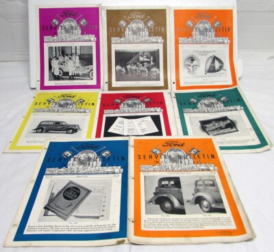 1937 Ford Service Bulletin Volume 18 Set Of 8 Dealer Repair Updates Original