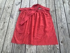 16" RED Eyelet Half Apron Pioneer Costume Tea Party Octoberfest Dirndl Apron