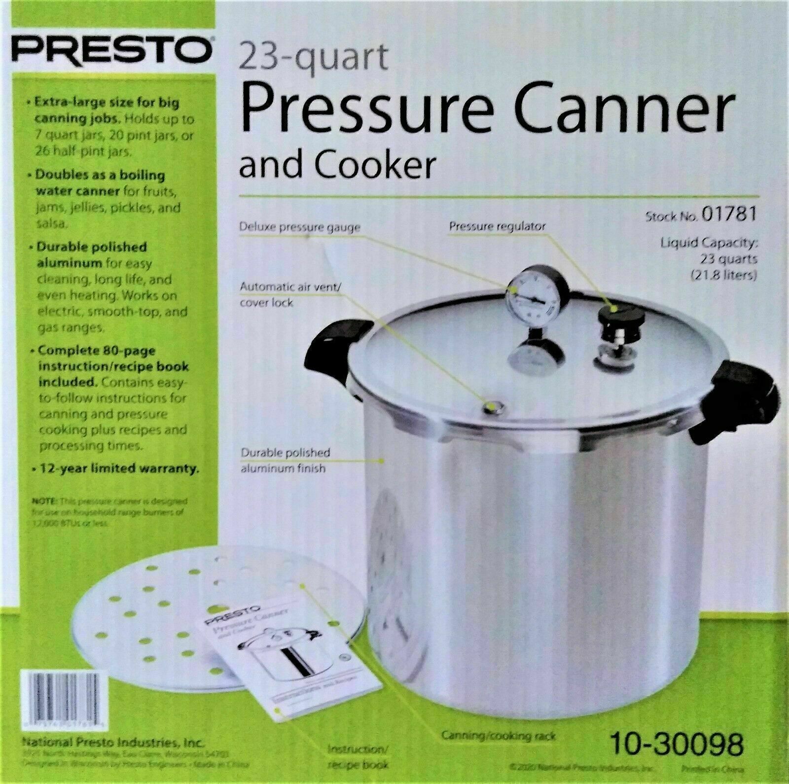 NEW IN BOX Presto 23-Quart Aluminum Pressure Canner and Cooker 01781
