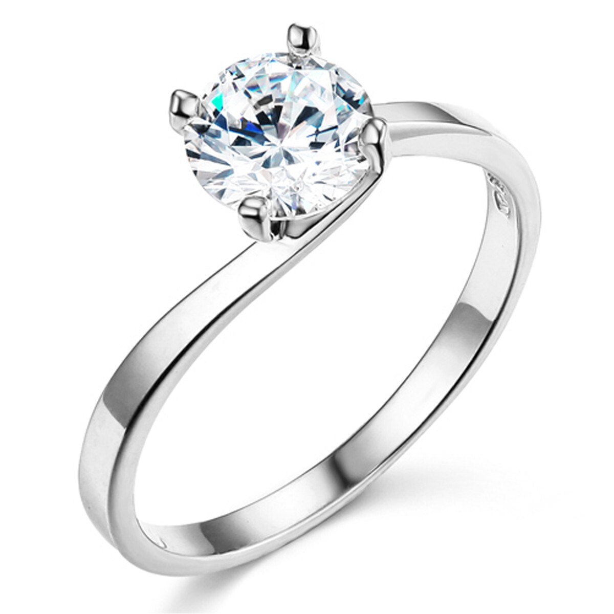 14K White Gold Cubic Zirconia Round Stone Women's Engagement Ring | eBay