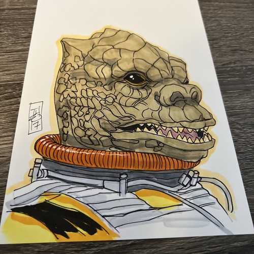 Tom Hodges Signed Original Art Drawing Bossk Pristine PA 2017 5.5x8.5 - Picture 3 of 7
