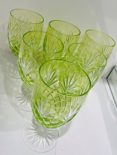 ODESSA LIMETTE PERIDOT GEFASST GESCHNITTEN AUF KLAR KRISTALL WEIN WASSER EIS GETRÄNK Set 6 - Bild 3 von 7