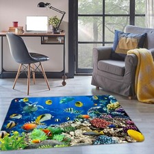 3D Underwater World Fish NAO10975 Game Rug Mat Elegant Photo Carpet Mat Fay