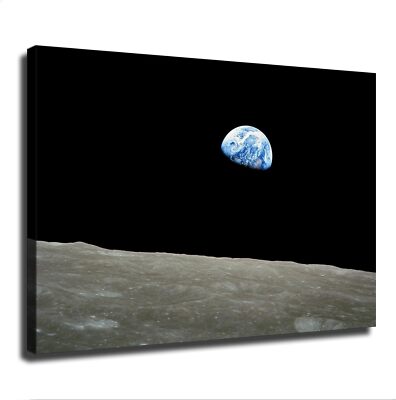Apollo 8 December 24 1968 Earthrise From Moon Lunar Surface Poster Wall Art