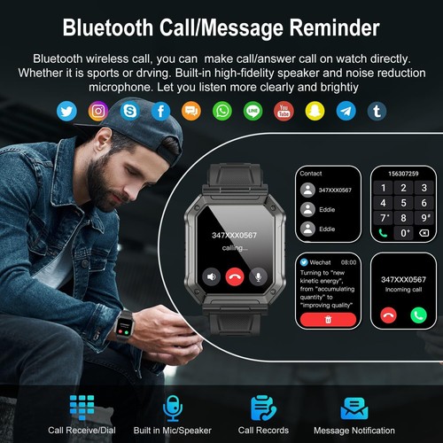 Bluetooth Smartwatch mit Schrittzähler Pulsuhr Armbanduhr Sportuhr Android IOS - Bild 11 von 15