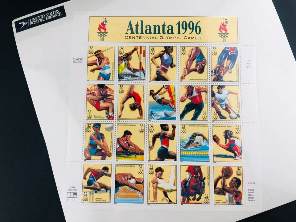1996 Atlanta Summer Olympics 32 Cent 32c Stamp Block of 20 Scott Catalog #3068 - Image 3 of 4
