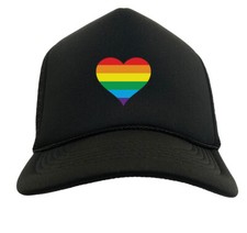 Rainbow Heart - LGBTQ Love Gay Pride Lesbian Solid Trucker Hat