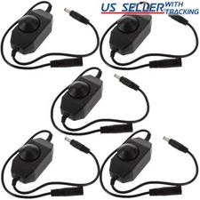 (5-pack) Inline Manual Dimmer Switch for LED Strip Light, Black 5X