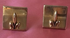 Vintage Cufflinks Fleur De Lis Metal Square