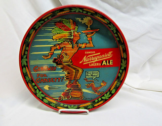 Narragansett Lager & Ale 12" Vintage Beer Tray Dr. Seuss Chief Gansett (rs)