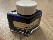 Parker Super Quink Permanent Blue Black Ink, 2oz, Almost full. Contains SOLV-X