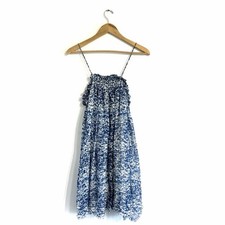 Etoile Isabel Marant Mini dress spaghetti strap blue silk metallic spotted Sz 4