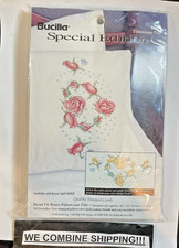 NOS BUCILLA SPECIAL EDITION, PILLOW CASE PAIR, 64444 HEART OF ROSE CROSS STITCH