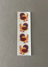 Multi-Colored “Turkey” Stickers, Sheet Is 2” X 6 1/2” & Includes 4 Stickers, New
